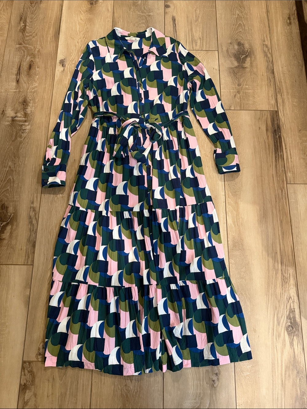 Boden Flo Midi Shirt Dress-Botanic Garden, Geometric Sz 12R
